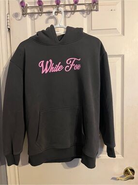 Dark Gray and Pink White fox Hoodie